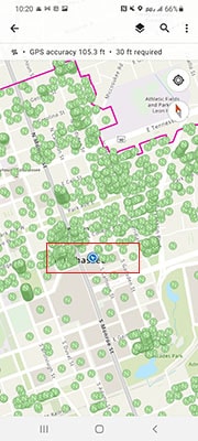 map showing a point on users location